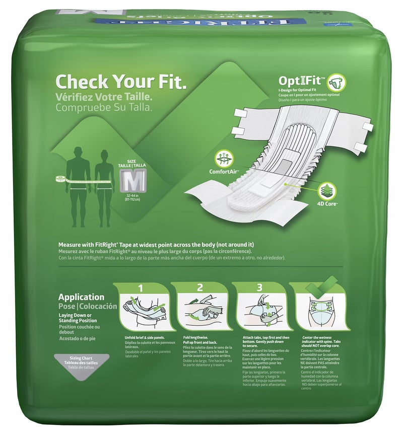 FitRight OptiFit Extra Adult Briefs, Incontinence Diapers with Tabs, Moderate Absorbency, Medium, 32 to 44", 20 Count - Image 3